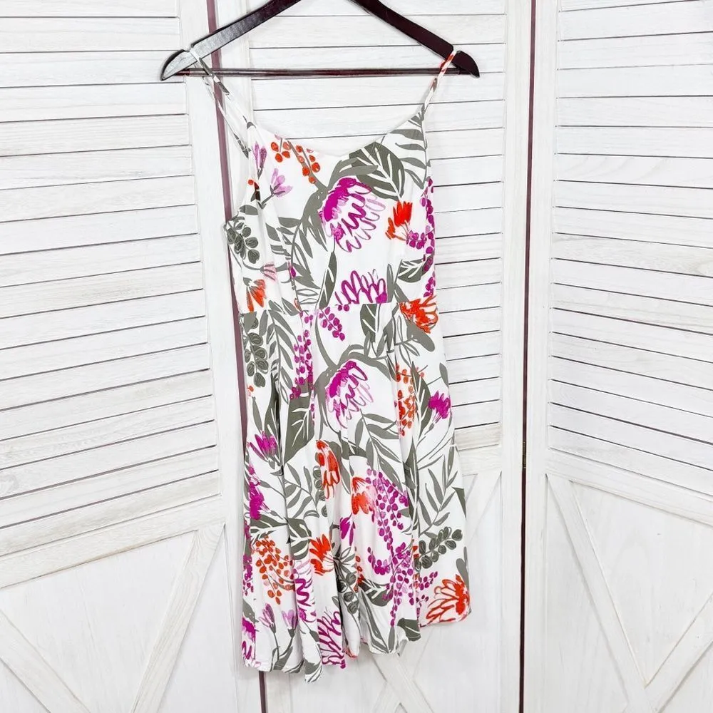 Old Navy Tropical Floral Print Cami Sundress Fit Flare White‎ Pink Small - Image 8