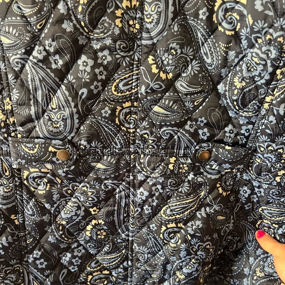 Like new Talbots QUILTED PAISLEY puffer JACKET blue size Medium - Image 7