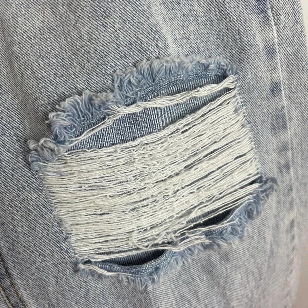 Maison Marguerite Light Wash High Rise Waist Rigid Denim Wide Leg Jeans Size M - Image 13