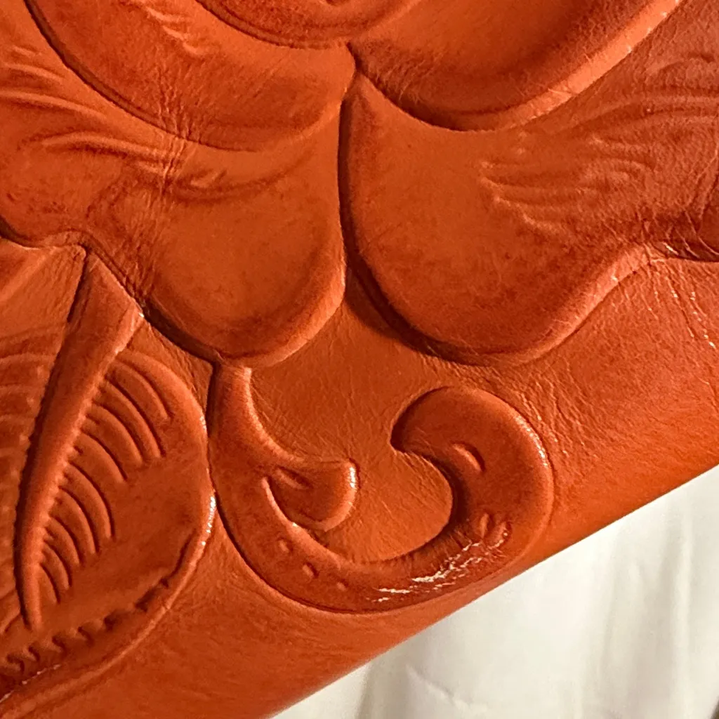 Patricia Nash Everton Tooled Leather Slouch Drawstring Tote Bag Tan Cognac - Image 10