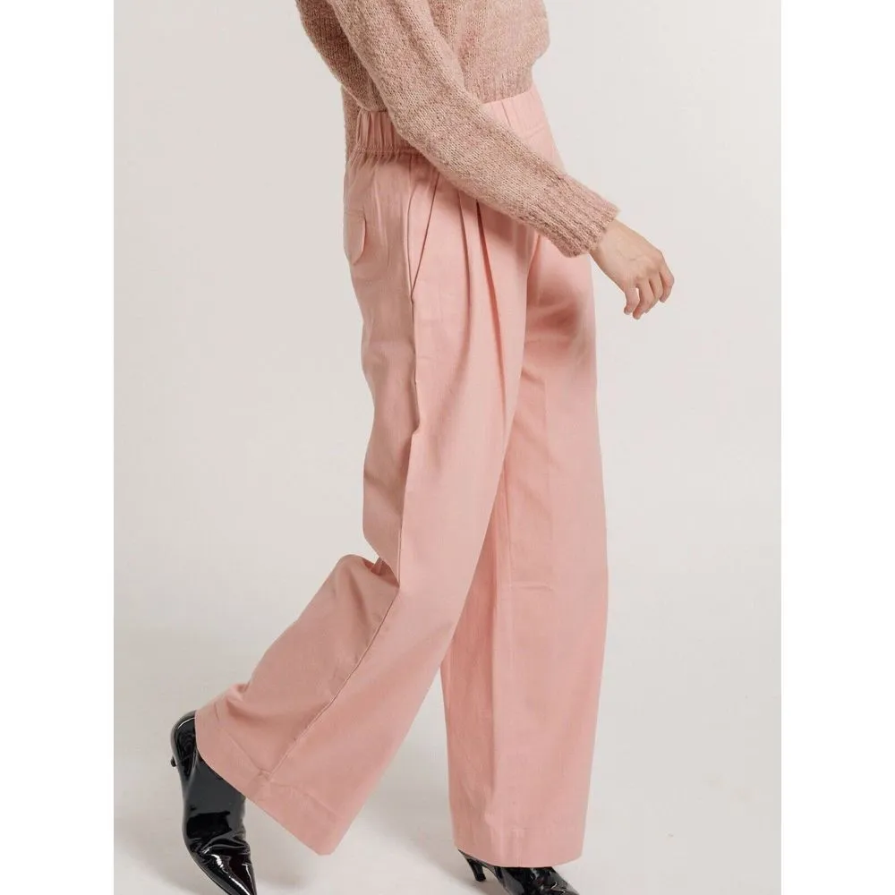 NEW Laude The Label Hepburn Trouser Wide Leg Pull On Minimalist Pink Pants Size XL - Image 2