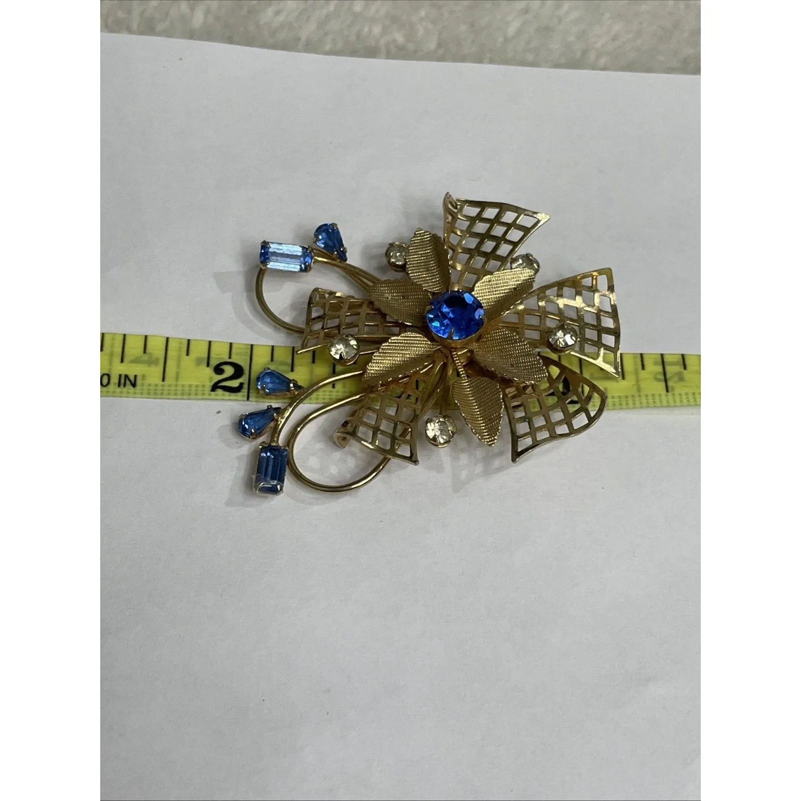 Vintage Demi Parue Brooch Blue Large READ - Image 4