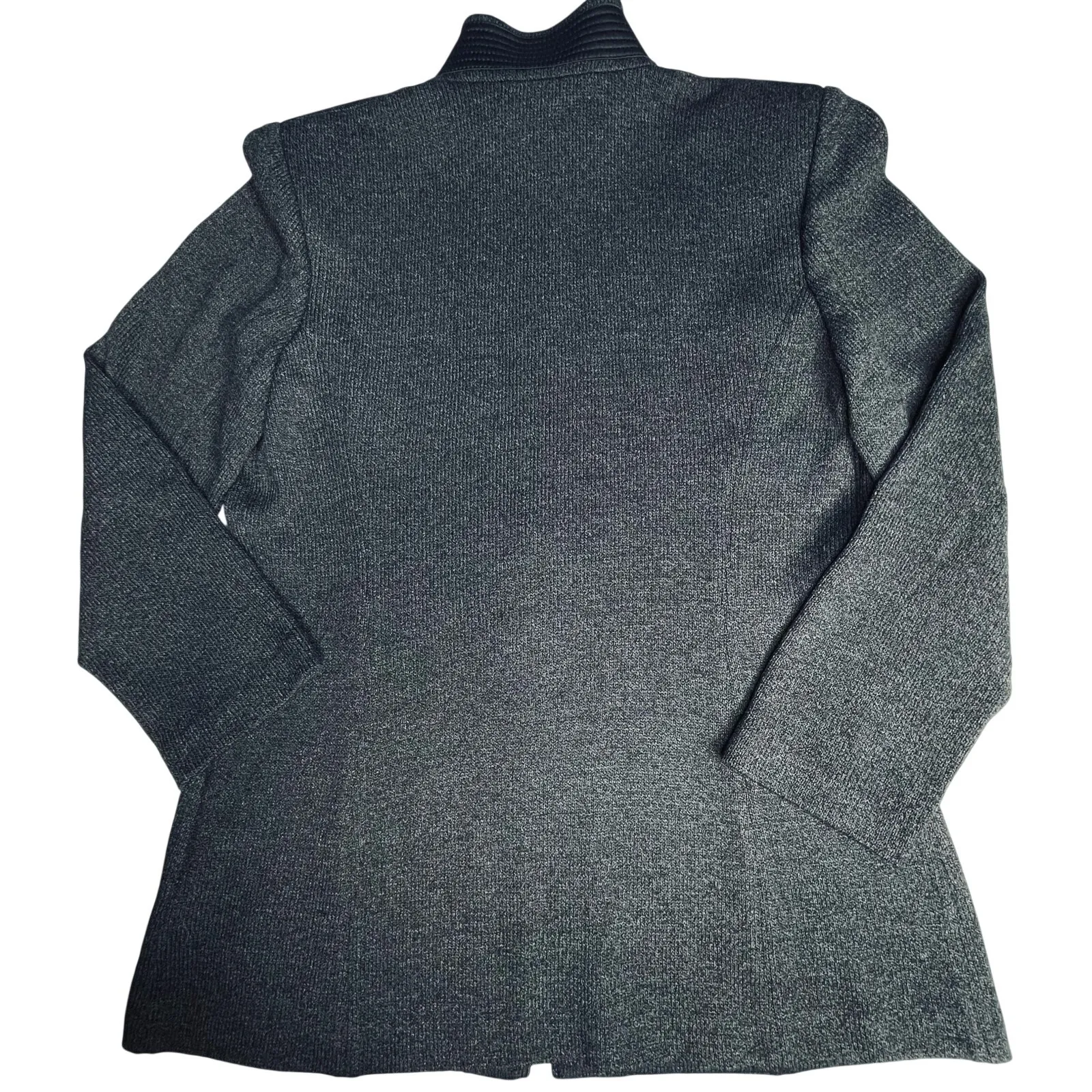 St. John Collection Santana Knit Jacket size 4 graphite gray mock neck front zip - Image 11