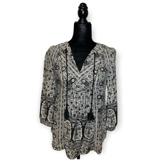 Lucky Brand🦎Womens Tassel Peasant Blouse🌵 - Image 2