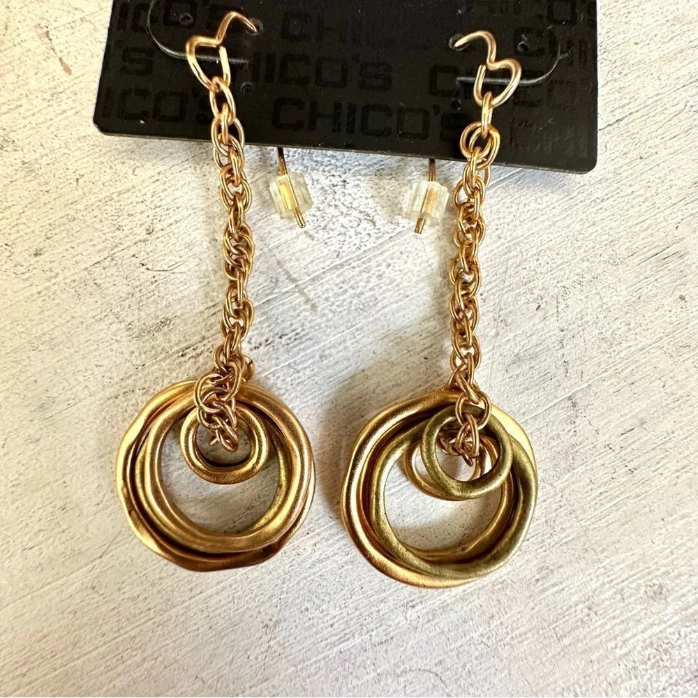 Chico’s Nikki gold tone chain circle earrings - Image 2