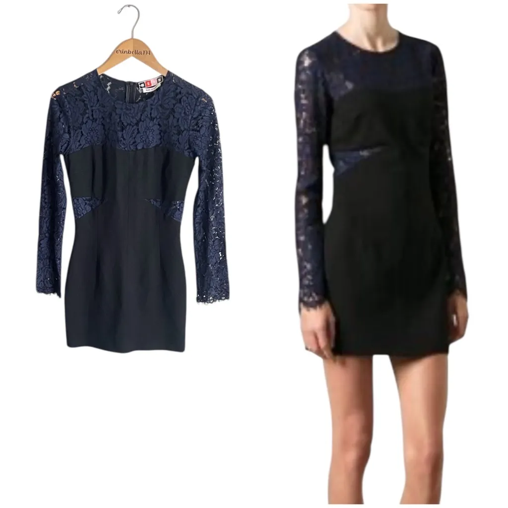 MSGM Lace Cut Out Mini Dress Blue Size 6 - Image 2