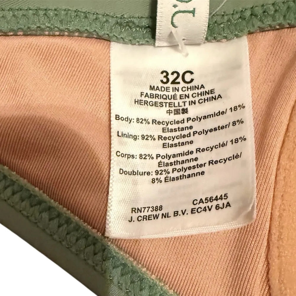 New J.Crew Underwire Bikini Top Green Swim Beach Summer Pool Party 32C NWT Size 4 - Image 5