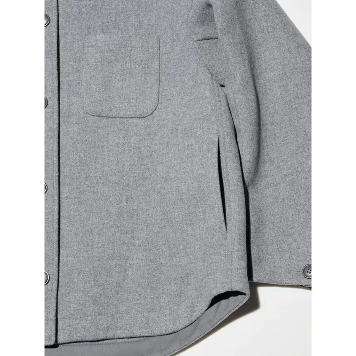 Uniqlo Oversized Short Jacket Collared Minimalist Outerwear Gray NWT Medium - Image 8