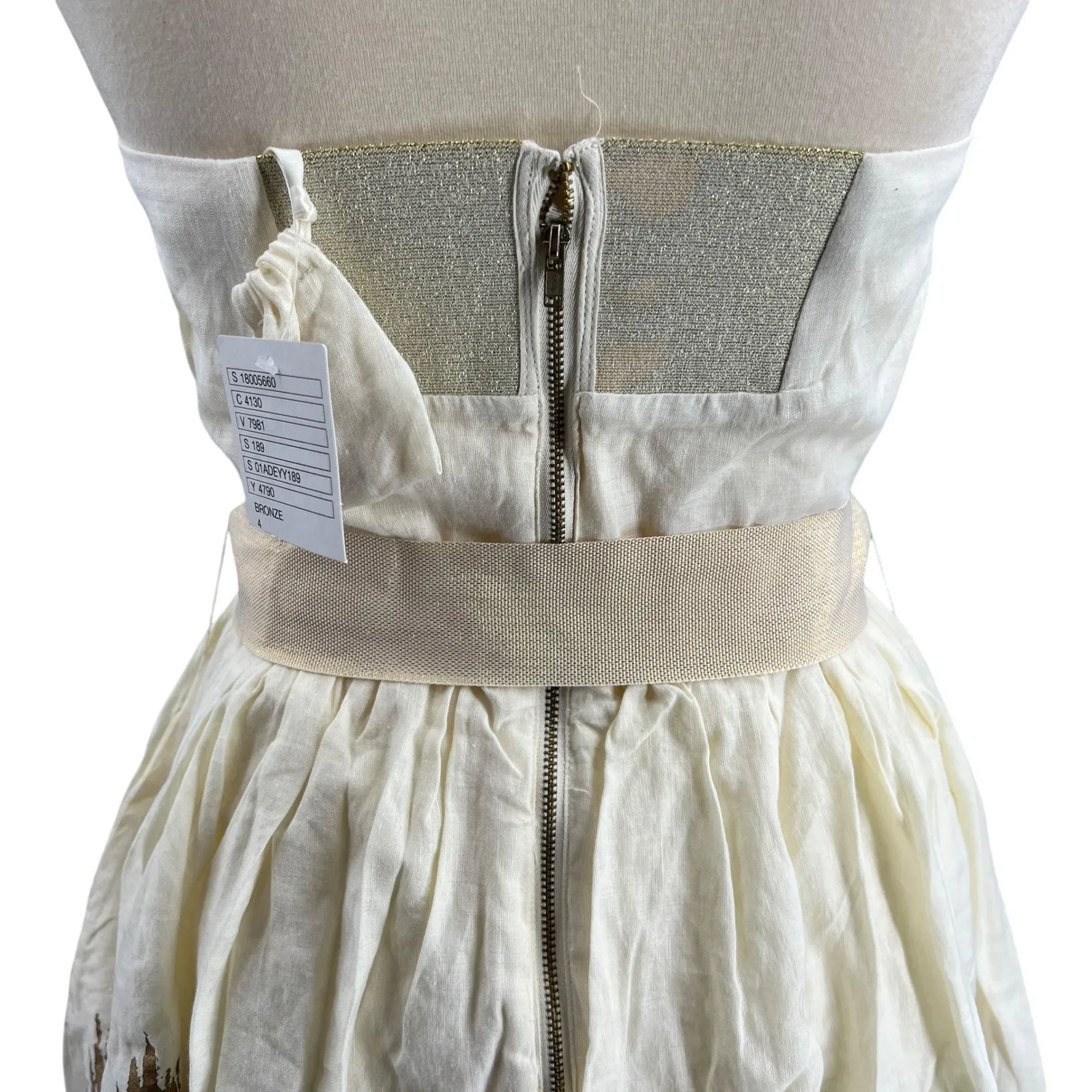 Anthropologie Moulinette Soeurs Dress Strapless Gold Ikat 4 NWT Linen Cotton - Image 5