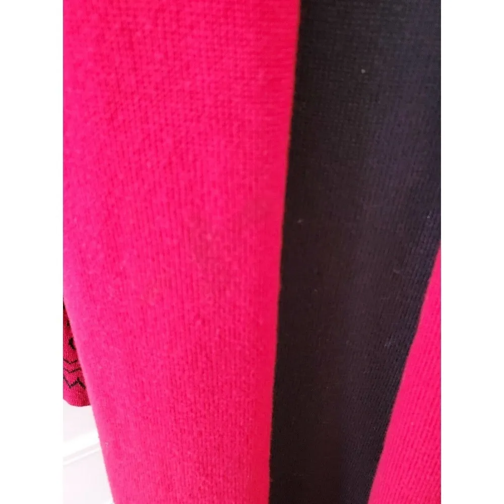 Style & Co. Women Black/Red Cotton Square Neck Long Sleeve Knee Length Dress XL - Image 4