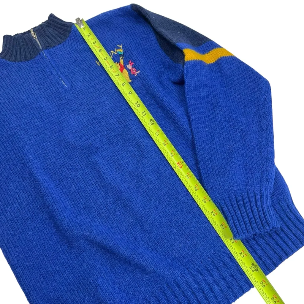 Vintage Disney Pooh & Piglet Embroidered Wool Blend Quarter Zip Sweater - Image 7
