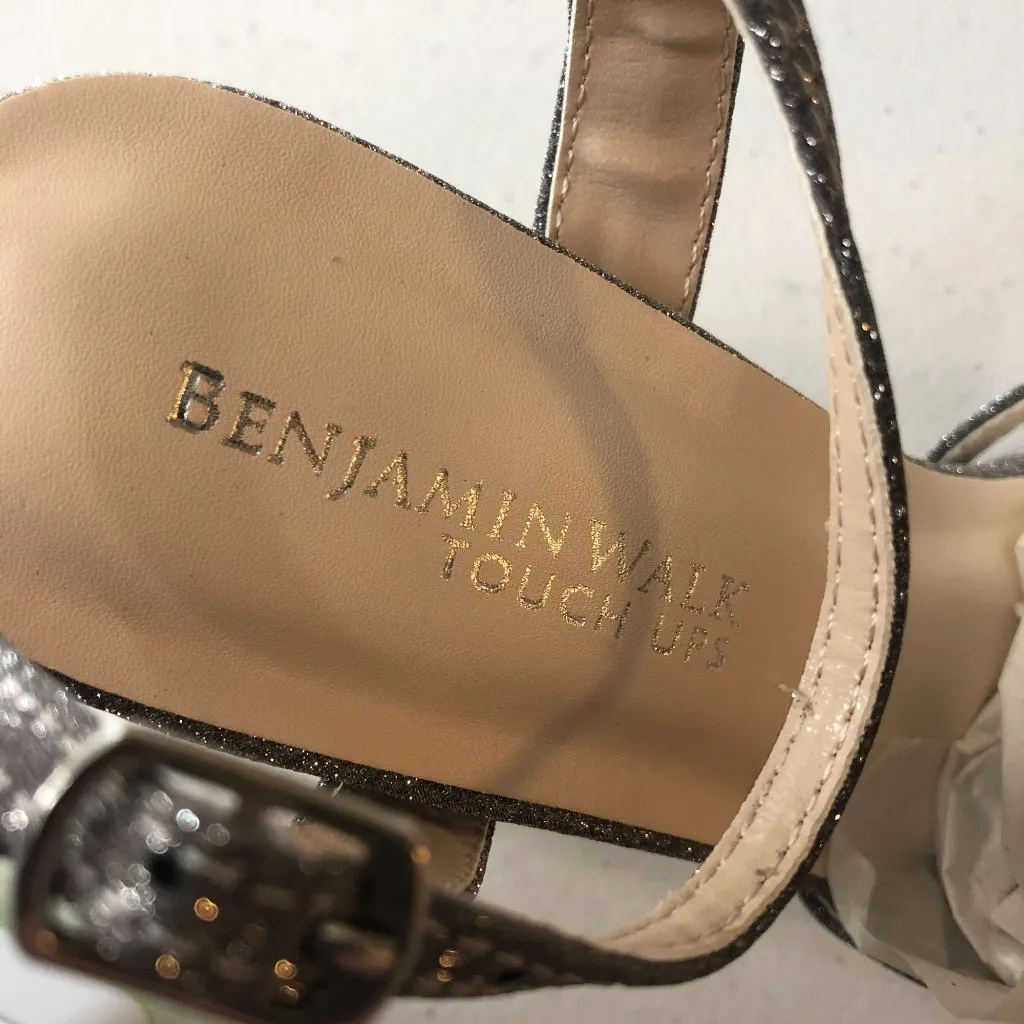 Benjamin Walk Touch Ups Sandals Heels Ankle Strap Glitter Metallic Silver 5 - Image 7