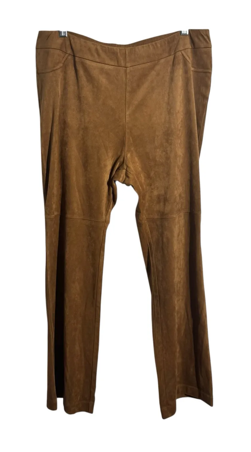 Soft Surroundings Pant Women LP Brown Camel Faux Suede Bootcut Pull On Trouser - Image 1