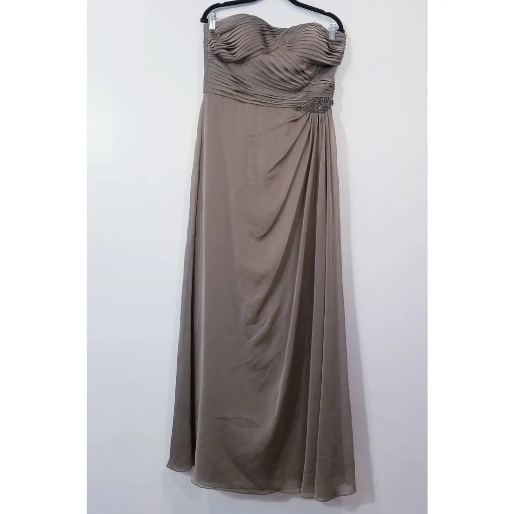 Bari Jay Olive Green Pleated Rhinestones Strapless Evening Dress Size 12 - Image 15