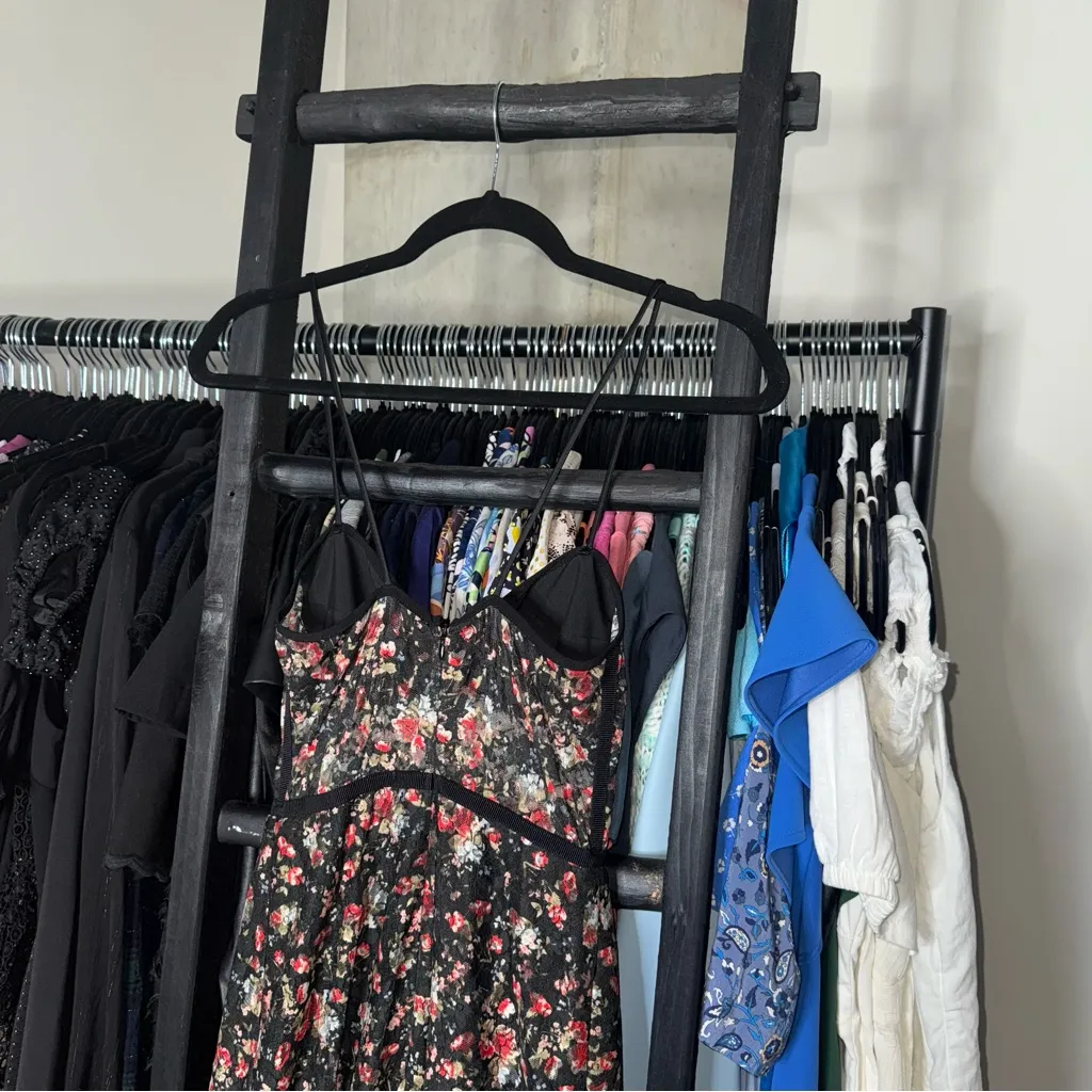 Allen Schwartz Eden Bustier Midi Dress Whimsigoth Cottage Goth Romantic Garden Black Size 0 - Image 14