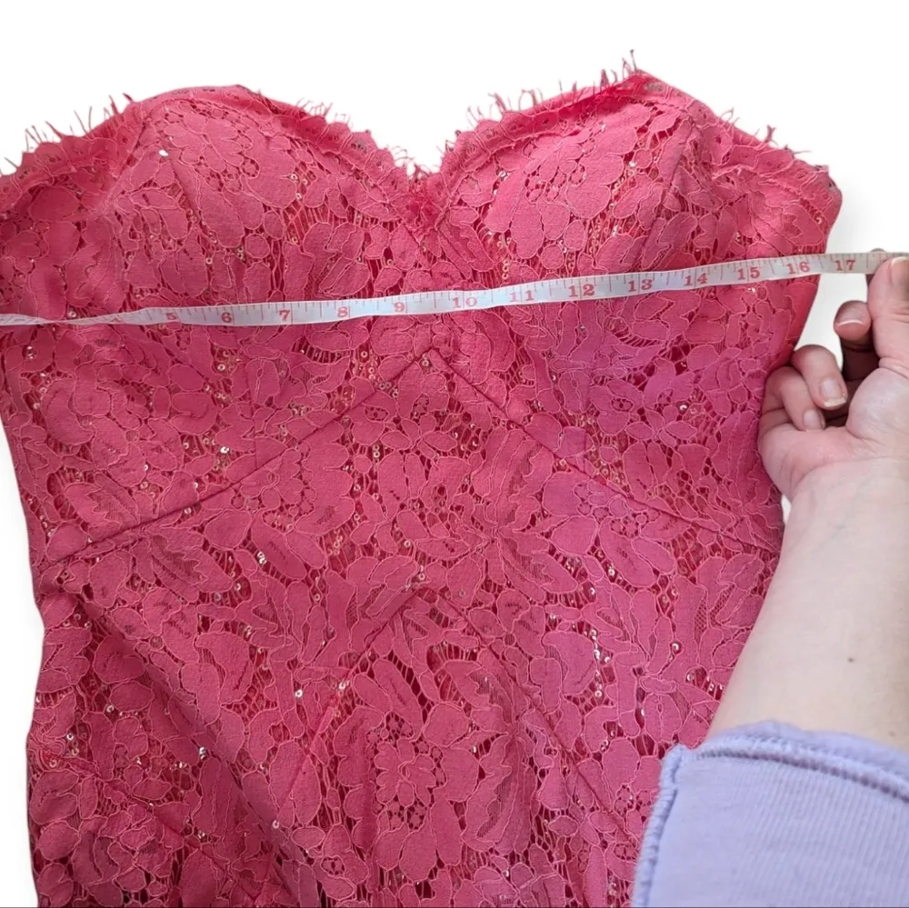 New Rene Ruiz Prom Dress Strapless Sweetheart Lace Gown Sequins Formalwear Pink Size 6 - Image 6