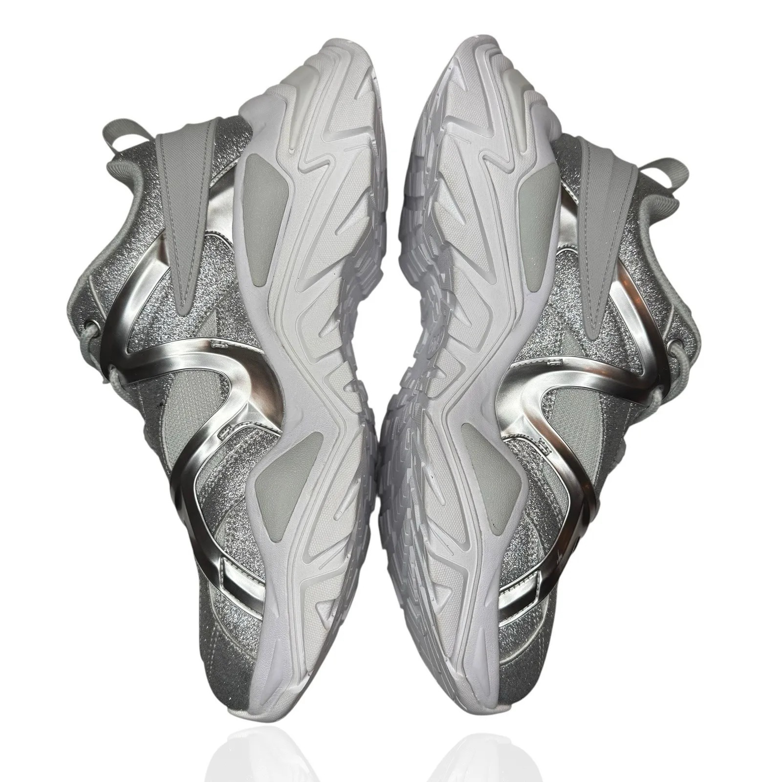 New Fila Women's 10 Electrove‎ 2 Sneakers Silver Sparkle Glitter Metallic Chunky - Image 9
