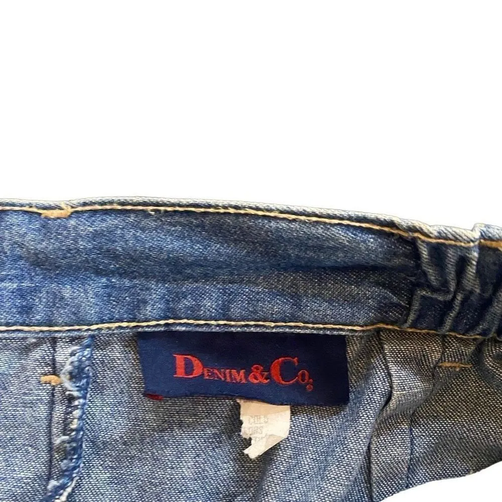 Denim & Co vintage jean skirt size 31” slit in back elastic waist Blue - Image 3