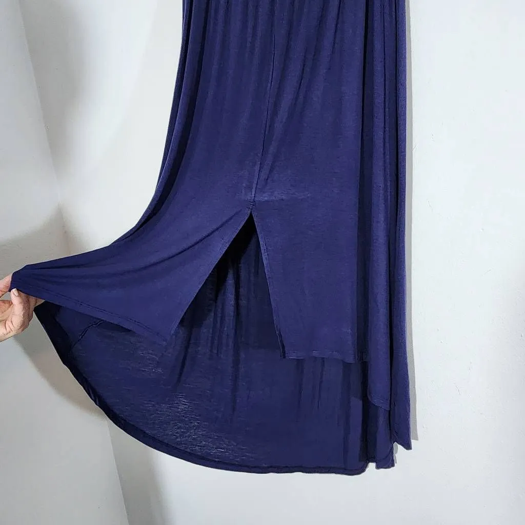 True Craft Navy High Low Dyed Knit Skirt NWT Size Small Blue Dyed Boho Skirt - Image 4