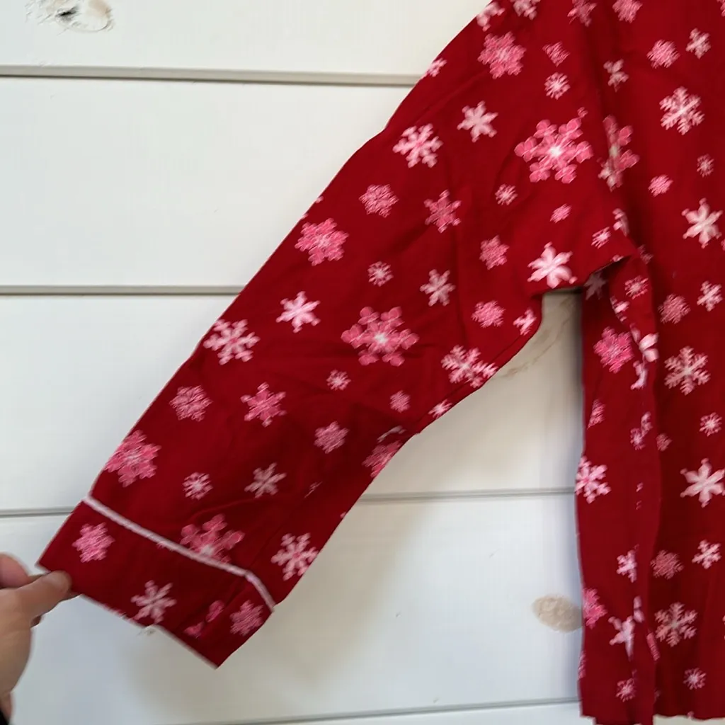 Victoria’s Secret Red Flannel PJ Pajama Set Snowflakes Small - Image 11