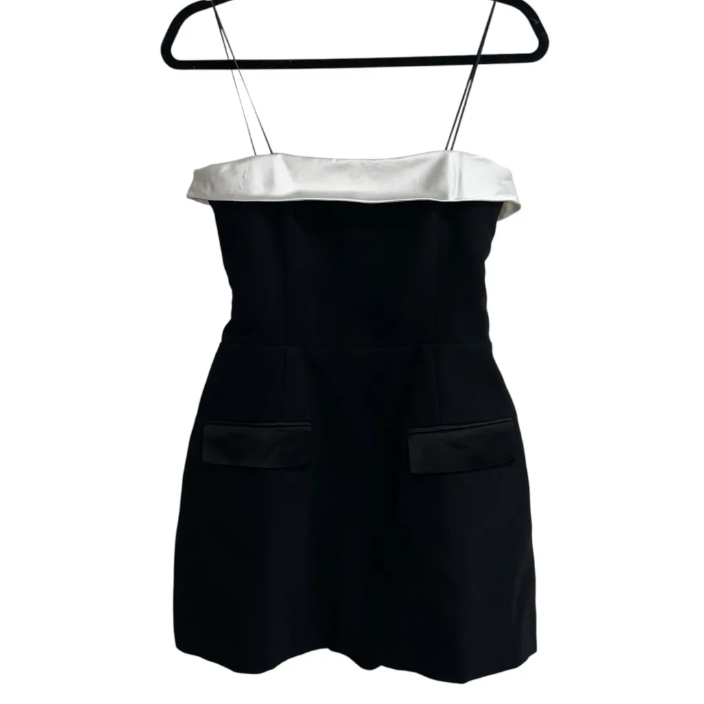 Amanda Uprichard Lucienne Strapless Skort Romper Dress In Black & Ivory - Image 3