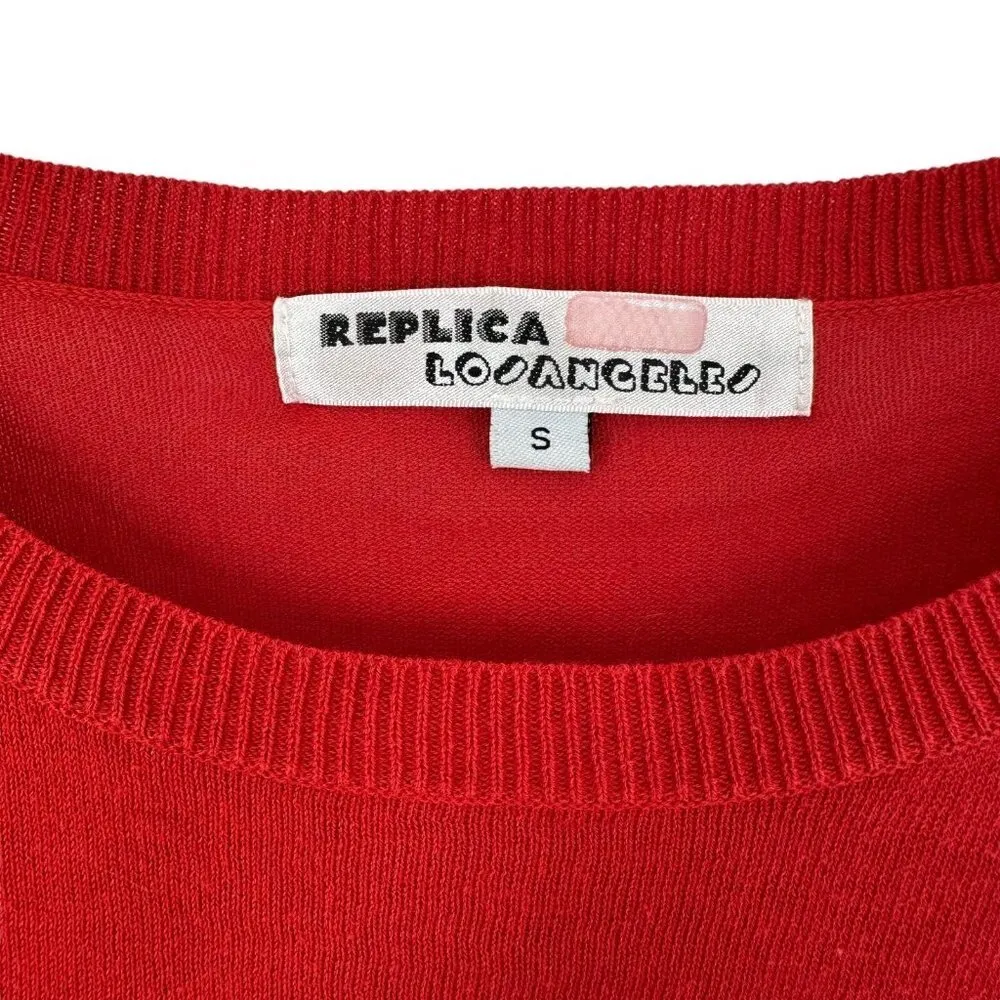 Replica Los Angeles Red Blue Metallic Cotton Knit Shoe Shirt Sleeve Sweater S - Image 3