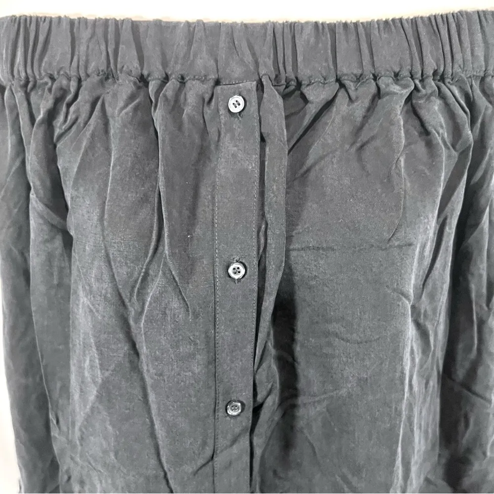 H&M dark navy long sleeve off shoulder shirt dress with pockets size 6 NWT - Image 2