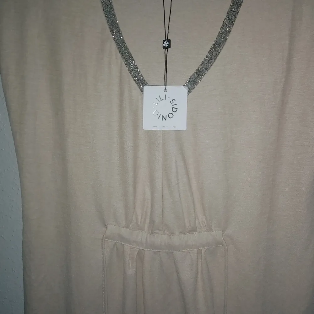 Lili Sodonio XS Sleeveless Knit Beige Pull On Fun Tie Back Dress Miami Style - Image 5