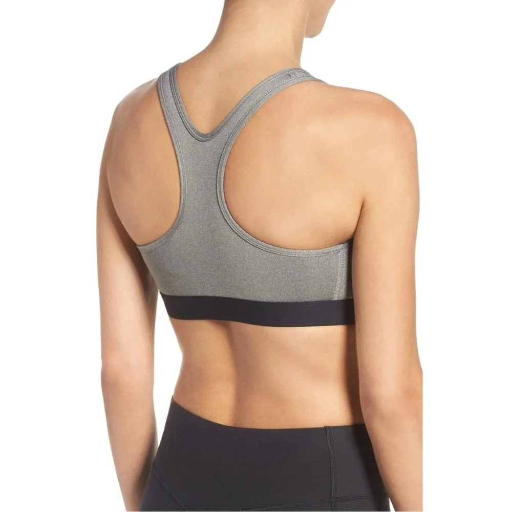 NIKE Pro-Classic Dri-Fit Racerback Medium Support Sports Bra Gray Black- Size XS - Image 2