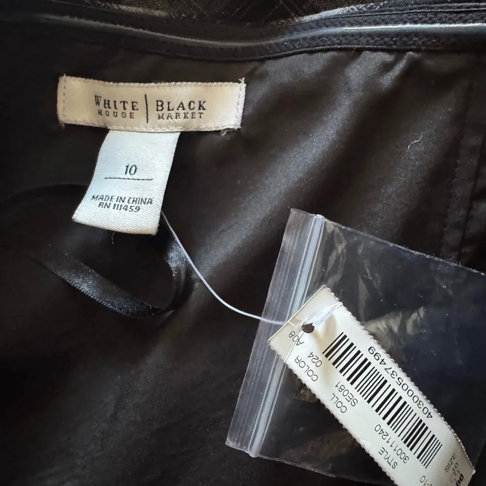 White House Black Market Grunge Plaid Sleeveless Grey Tube Formal Dress (NWT) - Image 4