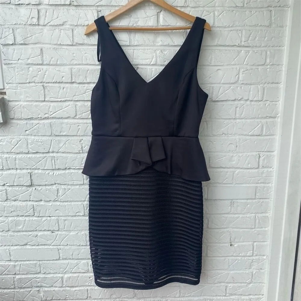 Bisou Bisou Women's Black Peplum Knee Length Dress Size 16 Party - Image 2