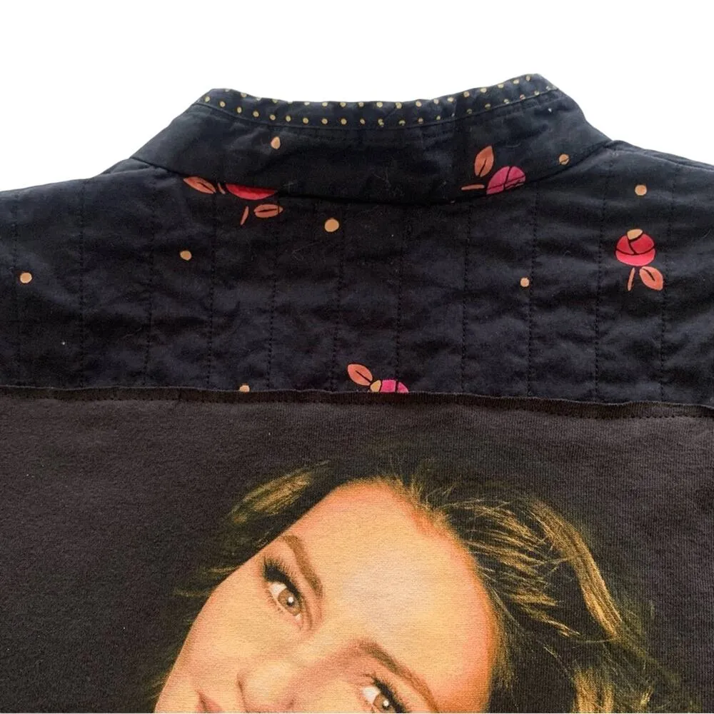 Via Penny Lane Reworked Apparel | Shania Twain Graphic Quilted Floral Jacket Black - Image 8