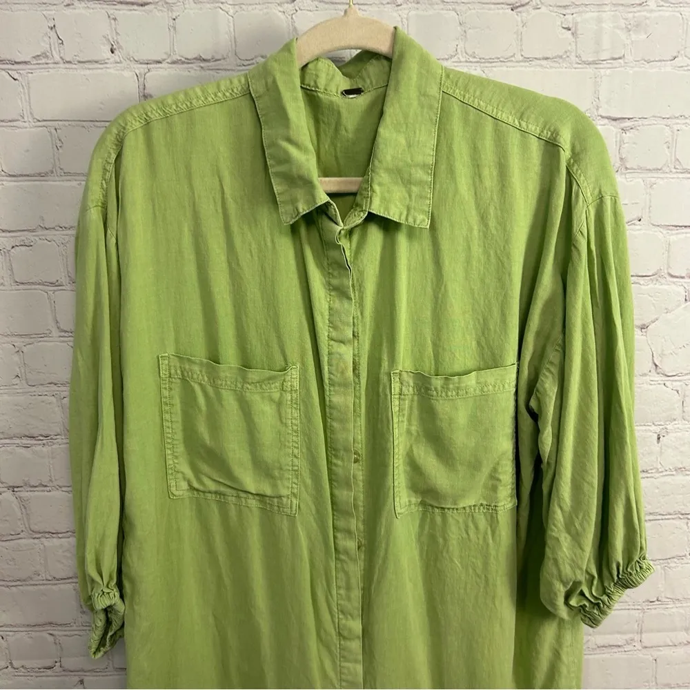 YFB Young Fabulous and Broke linen blend shirt dress lime green size XS chic - Image 9
