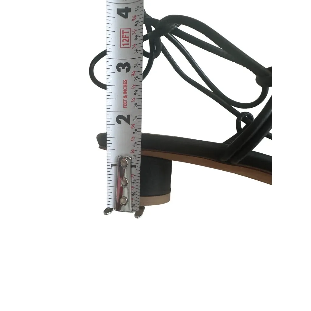 LOQ Dora Black Laceup Leather Kitten Heels Sandals Size 38 / US 8 - Image 4