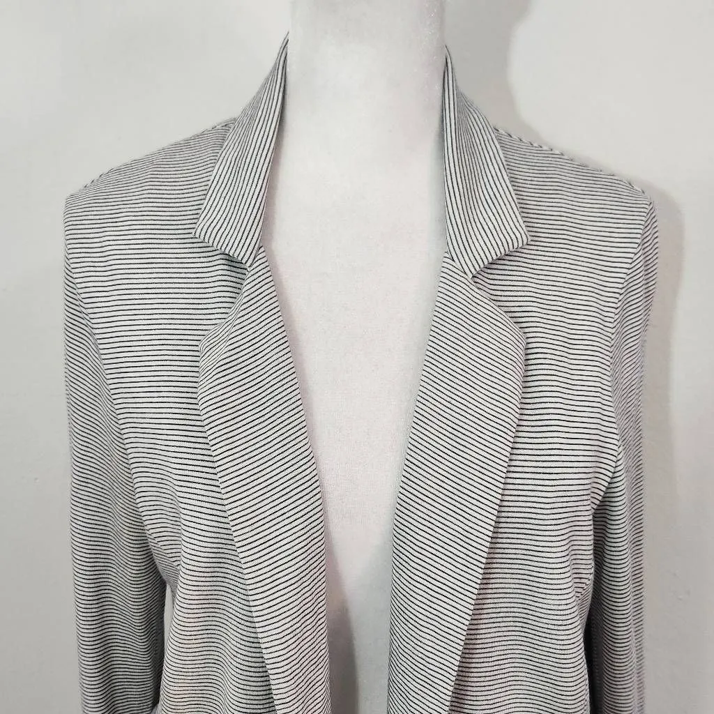 Bordeaux Stripe Knit Blazer Size XS Preppy Gray and White Knit Jacket - Image 3