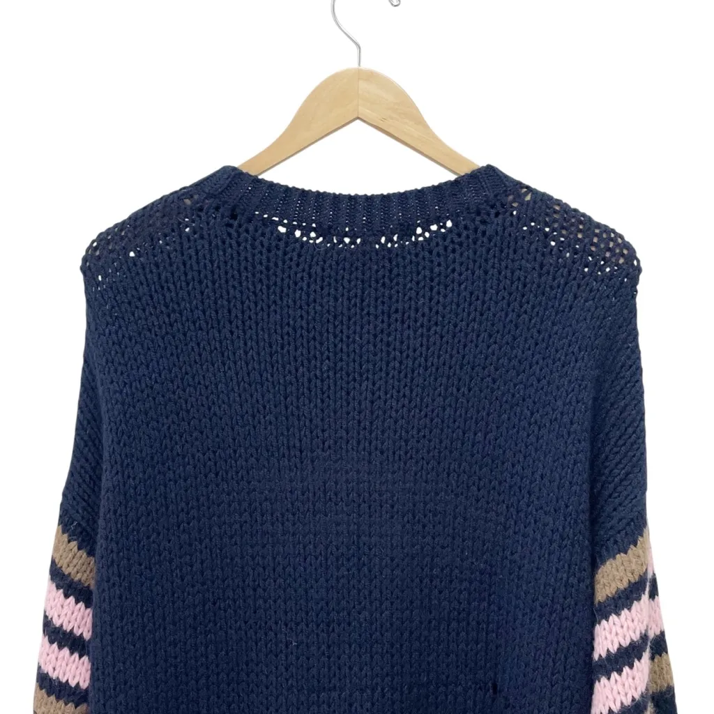 Xirena Whistler Apres Ski Sweater Navy Pink Stripe Alpaca Wool Blend Size Medium Blue - Image 6