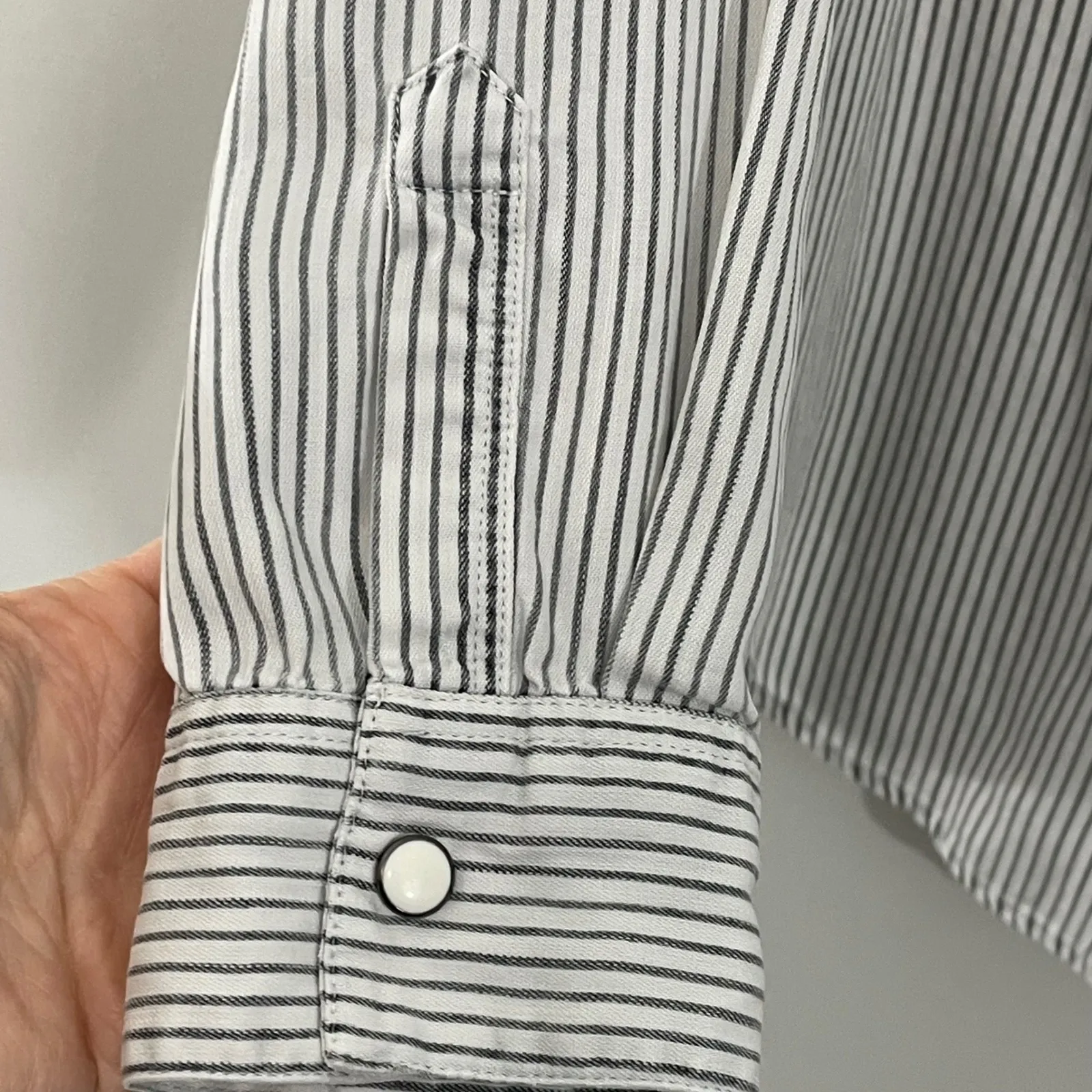 Rails Eliza Pinstripe Snap Front Long‎ Sleeve Lyocell Shirt Top Womens Large - Image 4