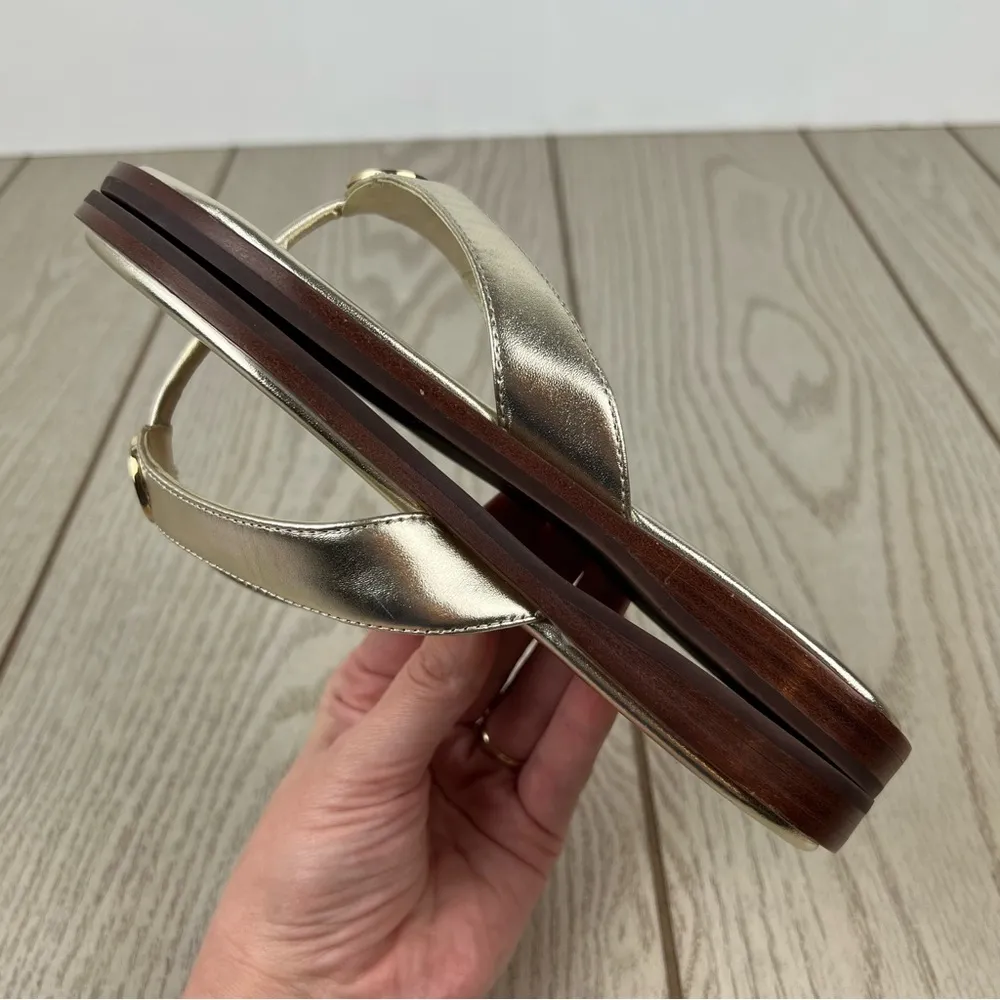 Tory Burch Benton Metallic Leather Thong Flip Flop Sandals 5M Spark Gold $249 - Image 6