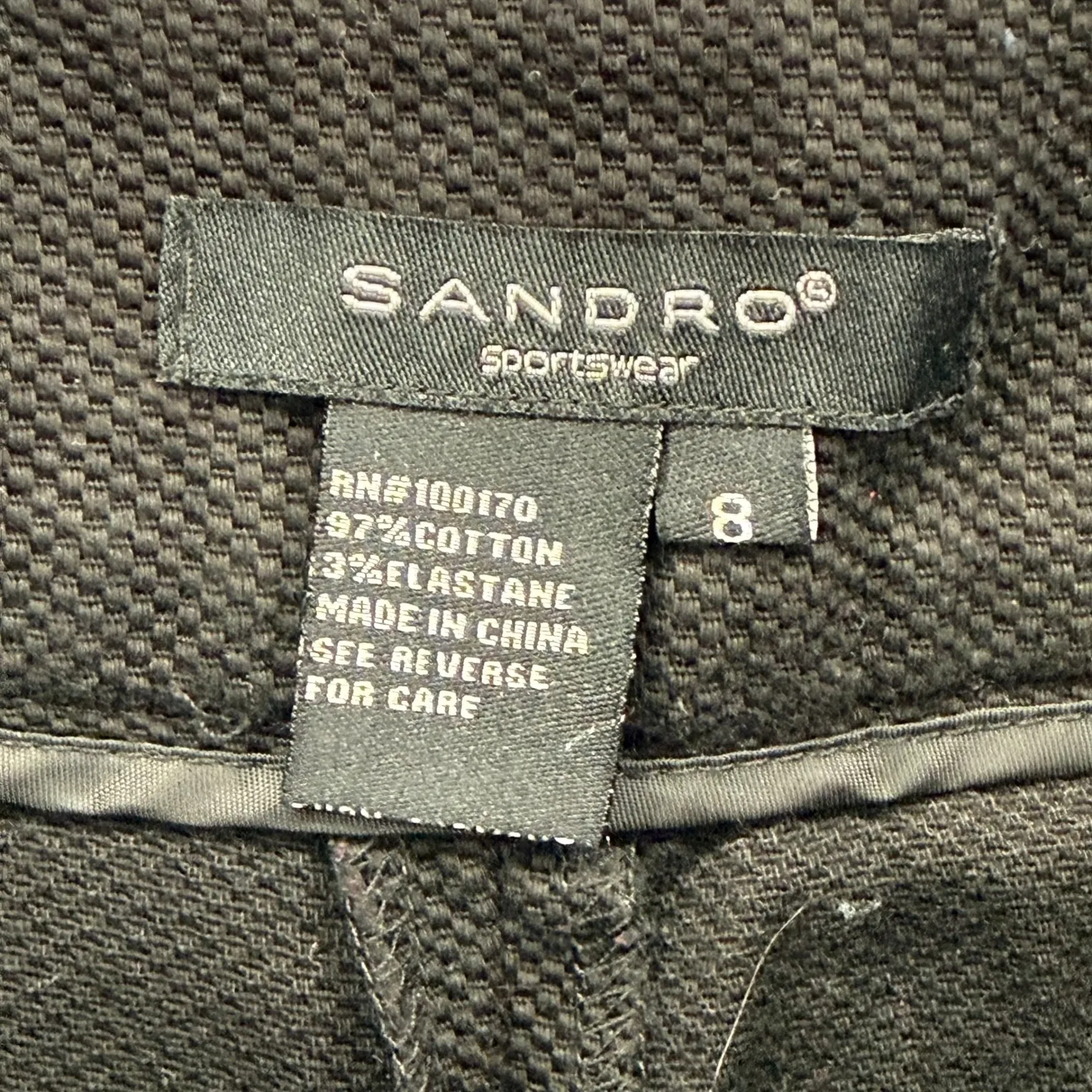 SANDRO Sportswear Black Textured Cropped Pants Womens Size 8 Cotton Blend - Image 7