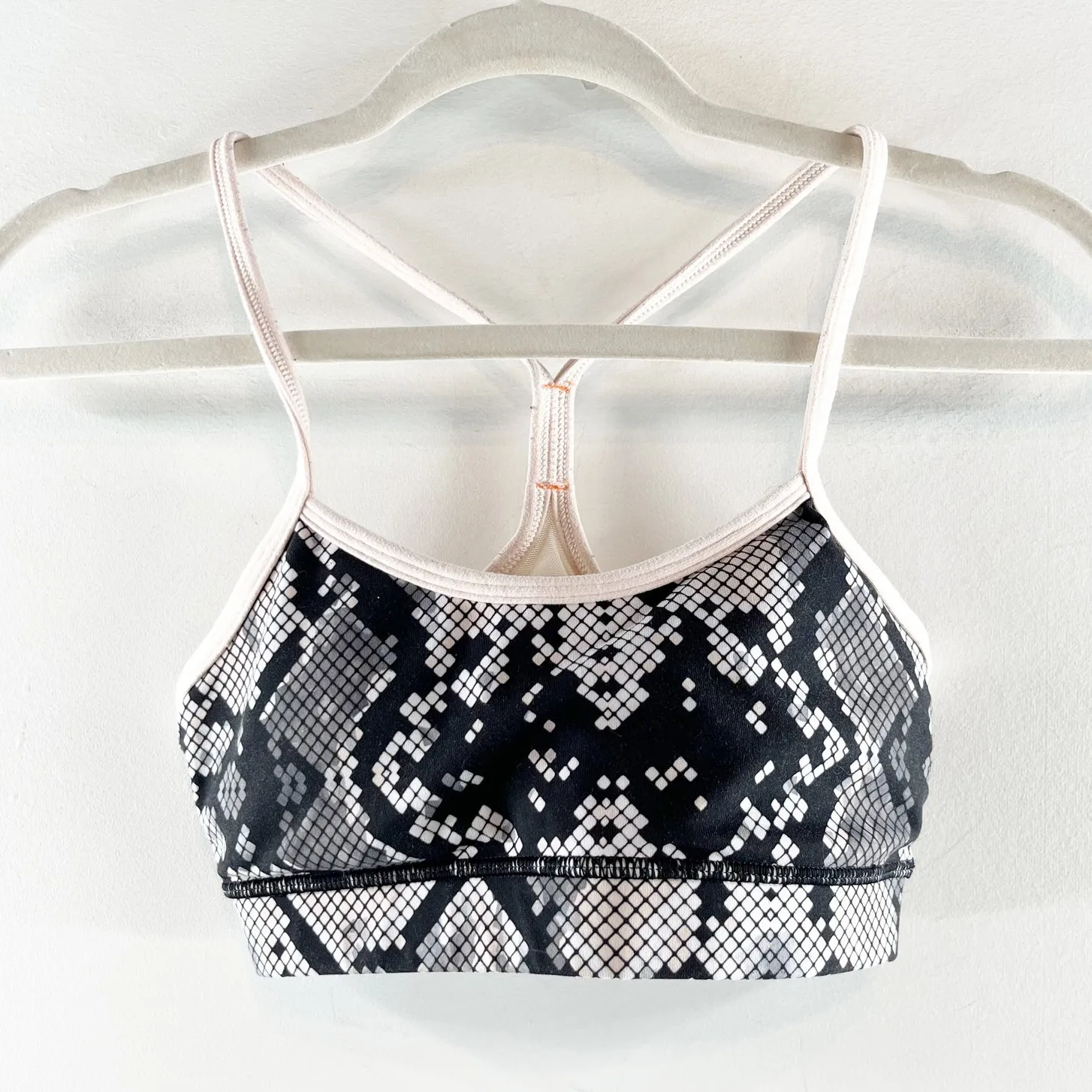Lululemon Flow Y Racerback Sports Bra Snake Print Black Pink 4 - Image 2