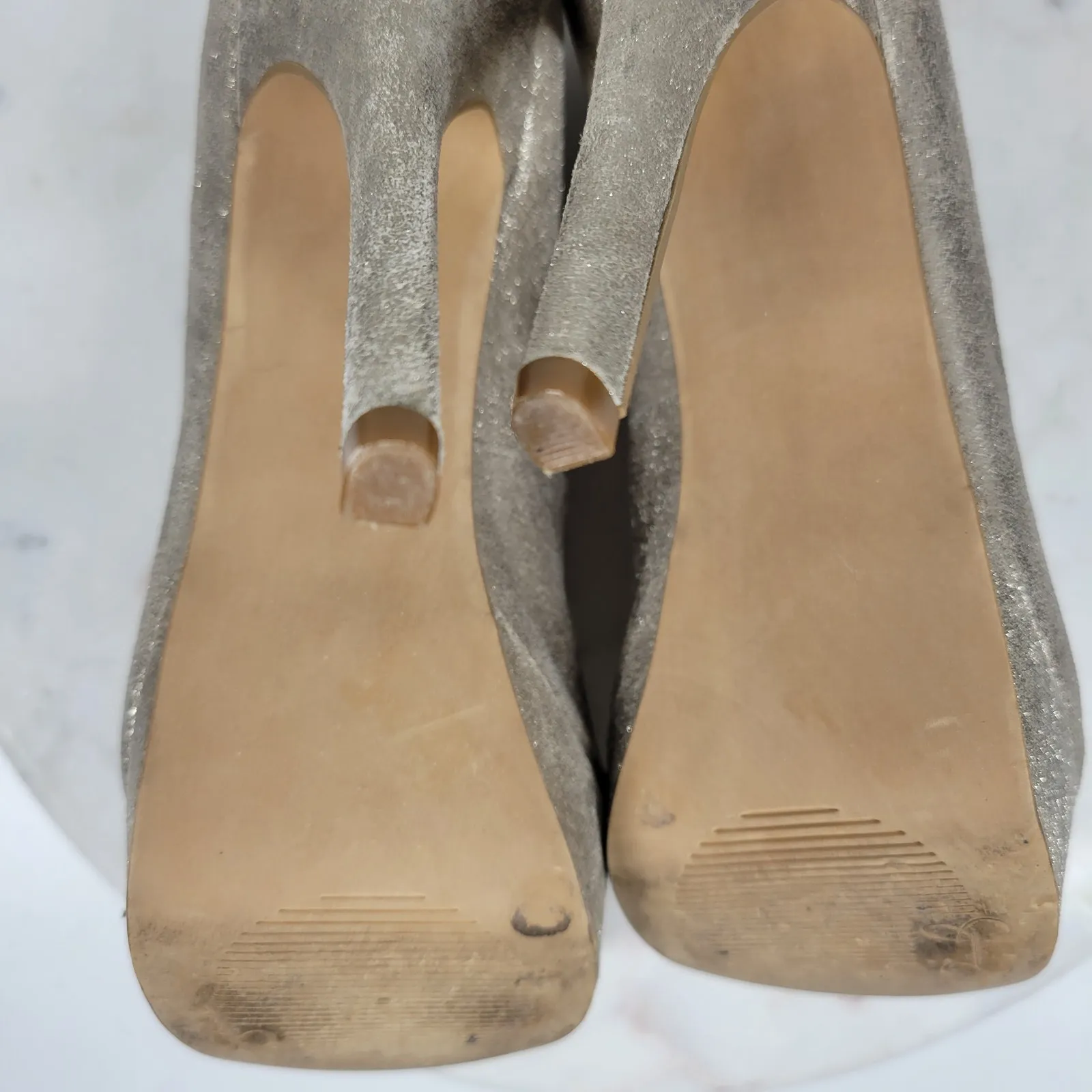 Jessica Simpson Womens Greeta Shoes 8B Metallic Gold Sheer‎ Sock Stiletto Heel - Image 2