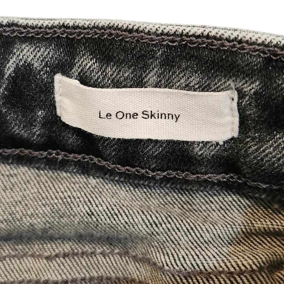 Frame Black Denim Medium Wash Classic Ankle Mid Rise Le One Skinny Jeans Size 25 - Image 6