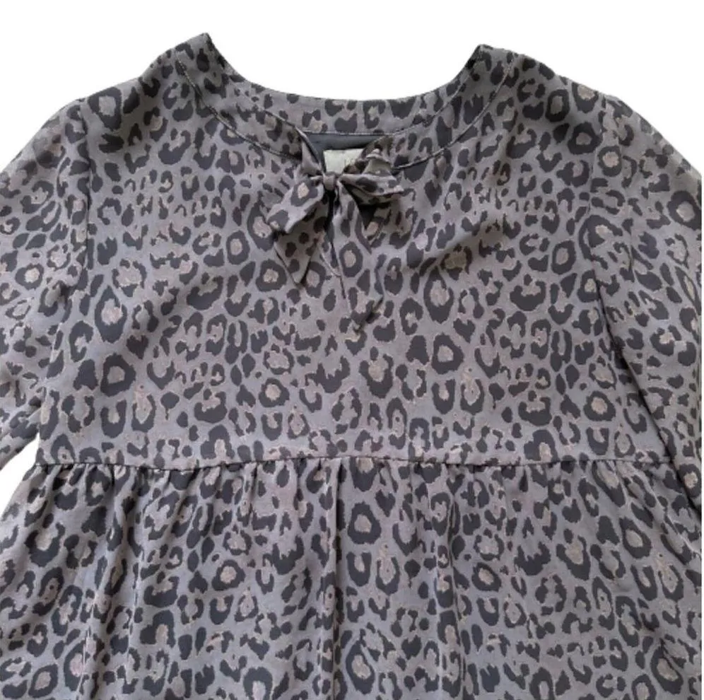Loft Outlet Dress Gray Black Leopard Animal Print Long Sleeve Mini Dress Size XS - Image 7