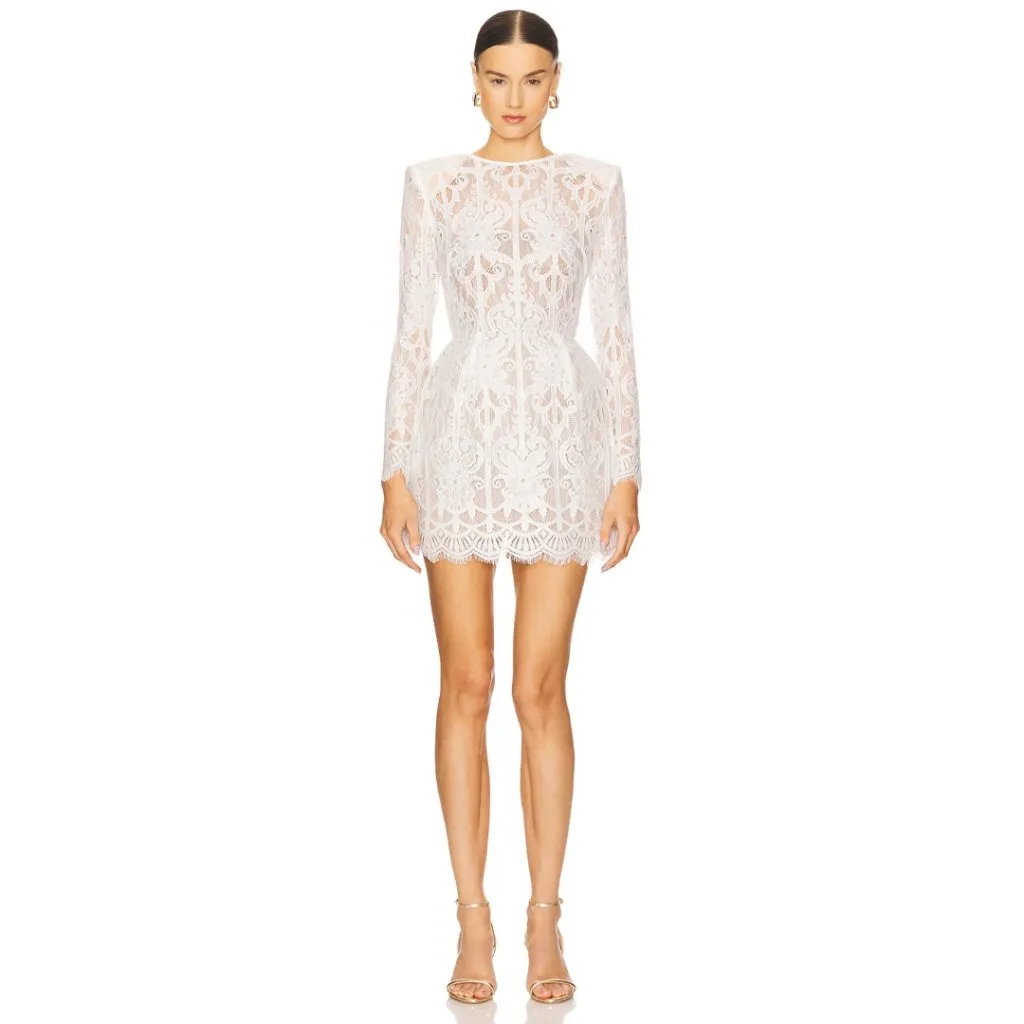 NWT BRONX AND BANCO Casey Lace Mini Dress White Small Long Sleeve Designer Dress - Image 2
