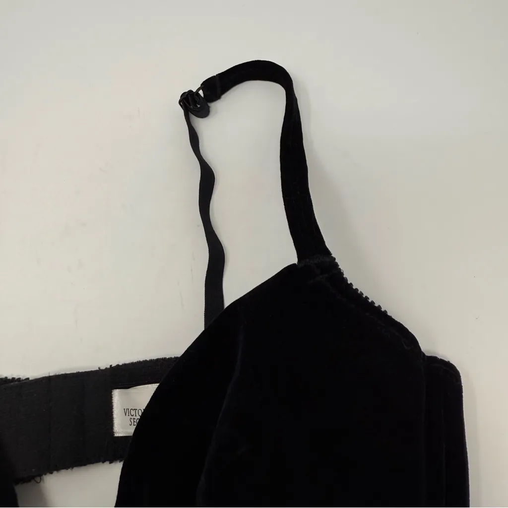 Victoria’s Secret Vintage Black Velvet Bow Bra 36C - Image 3