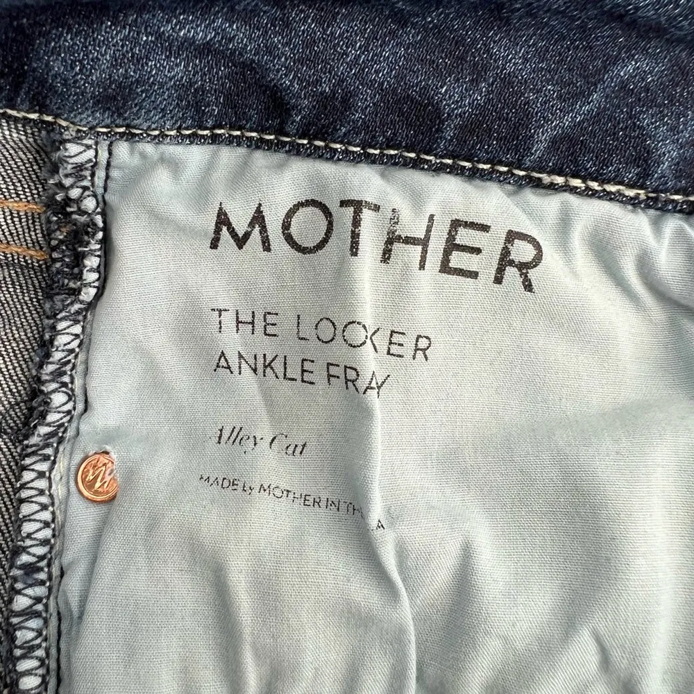 Mother The Looker Ankle Fray Alley Cat Dark Wash Distress Denim Skinny Jeans 29 - Image 14