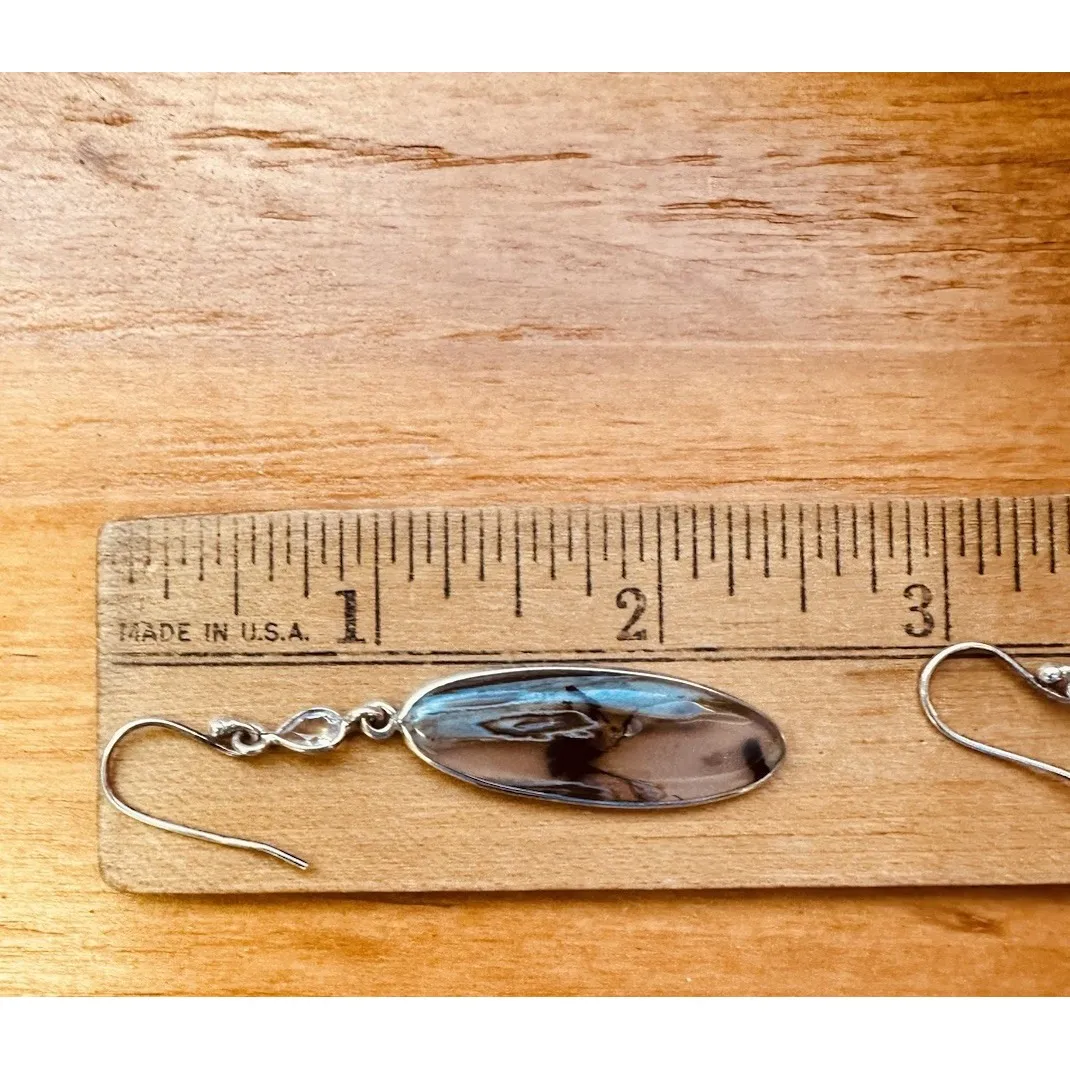 Herkemer Diamond Translucent Montana Agate Sterling‎ Silver Dangle Earrings - Image 6