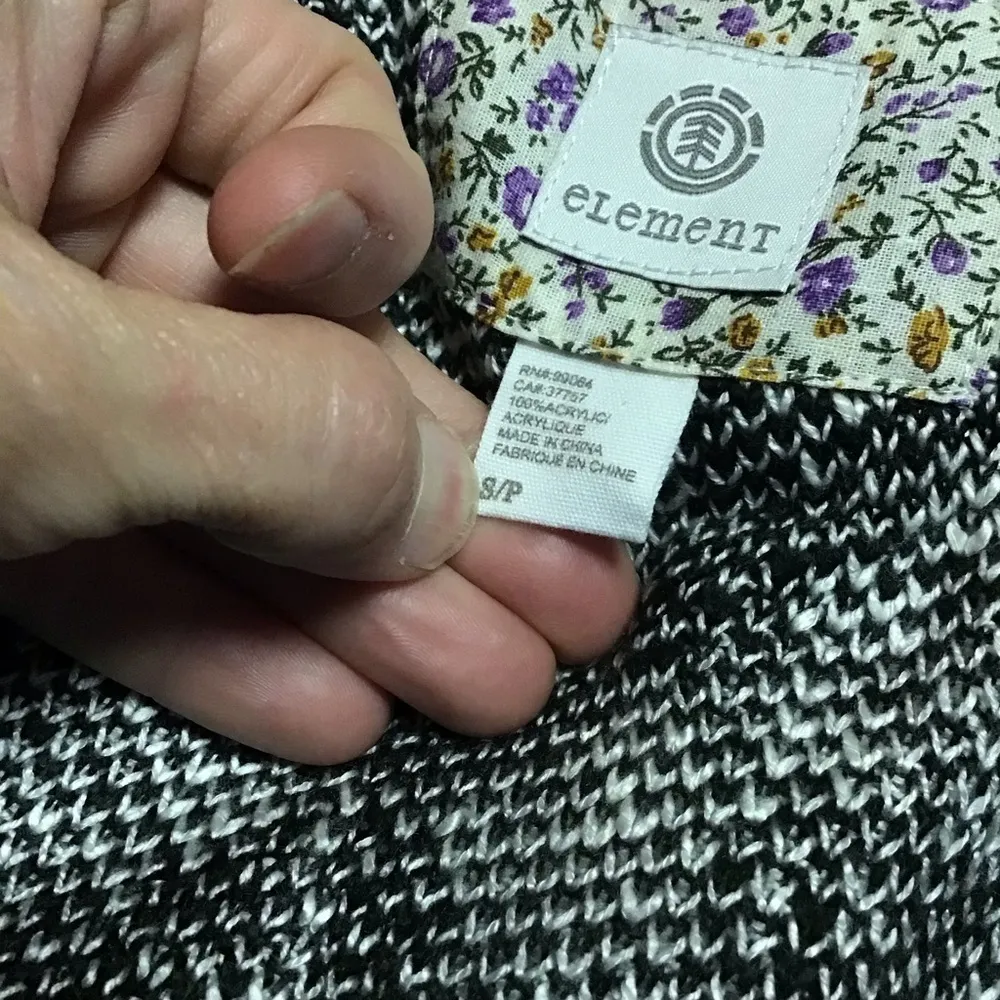 Element Black & White Geometric Cardigan • Open Front Sweater - Image 3