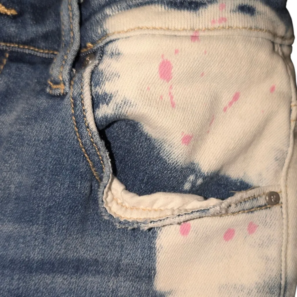 Risen Jeans Bleach Splatter Skinny Jeans Size 5 / 27 Mid Rise Blue - Image 10