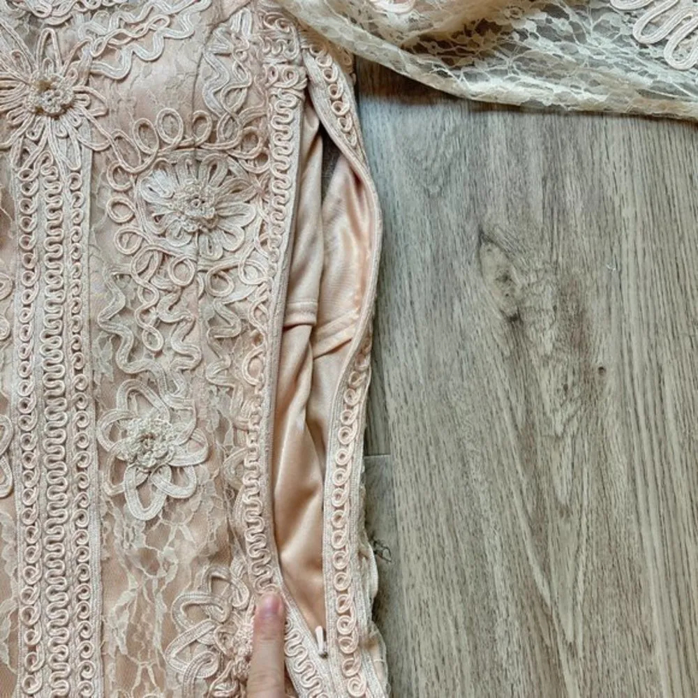 Sue Wong Blush Pink Lace Bodycon Cocktail Dress Size 8 - Image 9